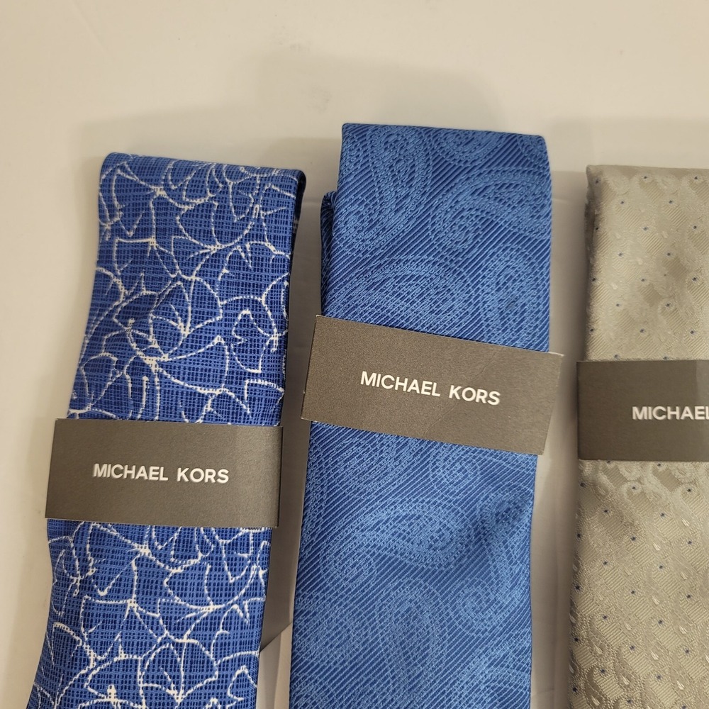 Michael Kors Necktie Lot Mens‎ One Size 4 Ties Various Colors and Patterns NEW - Picture 3 of 7